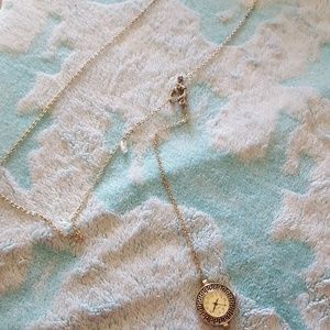 Handmade watch necklace, silver, steampunk